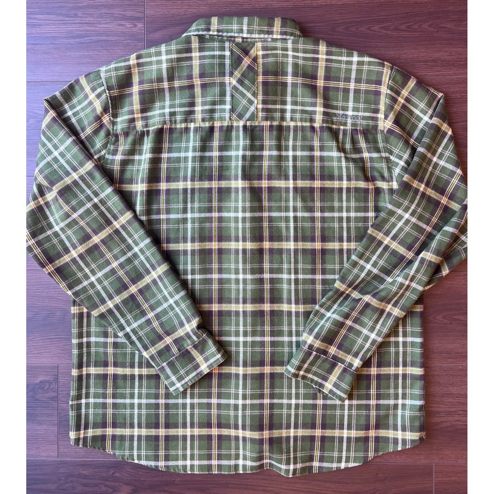 Marmot Mens XXL Green Plaid Flannel Shirt Long Sleeve Wool Blend SCC-308 - Picture 7 of 10